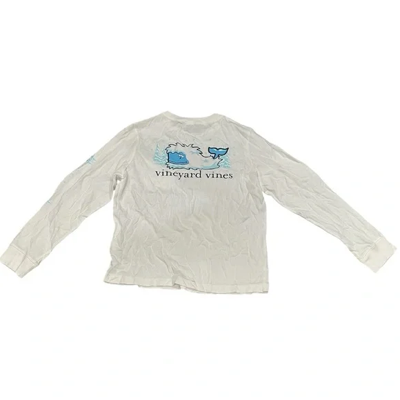 Vineyard Vines White Long Sleeve Tee with Yeti - Picture 2 of 3